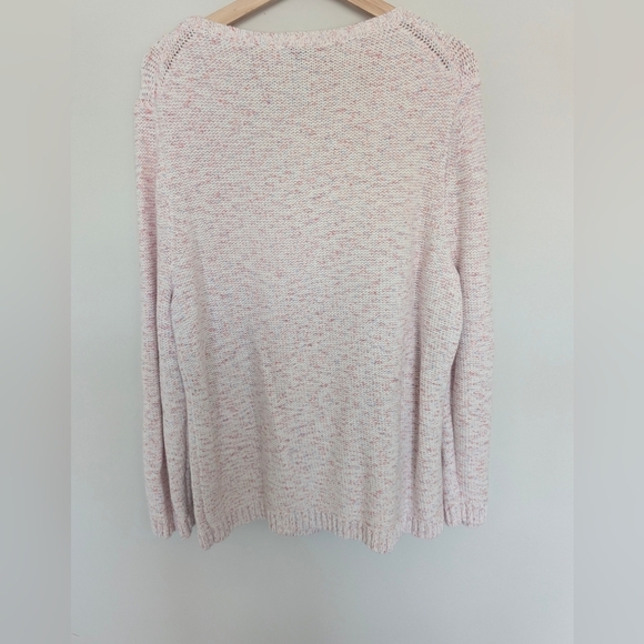 TALBOTS Cable Knit Pink Speckled Sweater Round Neckline Long Sleeve Plus Sz 2X - Picture 3 of 8